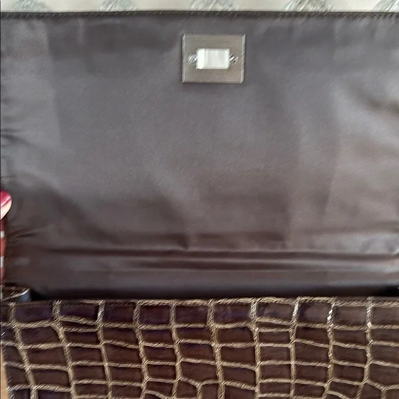Murval Brown Crocodile-Embossed Clutch - Picture 2 of 5